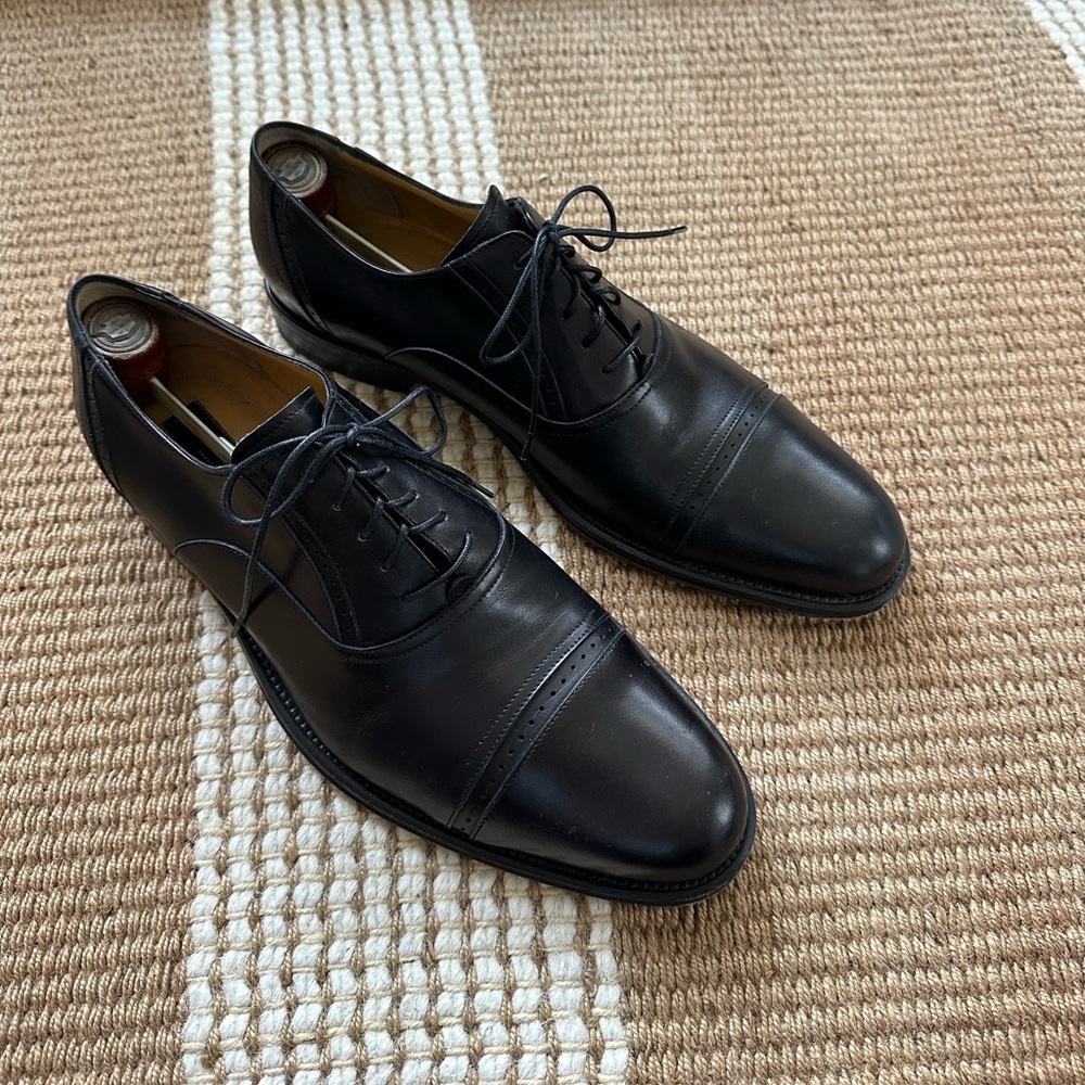 JOHNSTON & MURPHY GLENDON CAP TOE MEN'S SHOES BLACK LEATHER SIZE 10.5